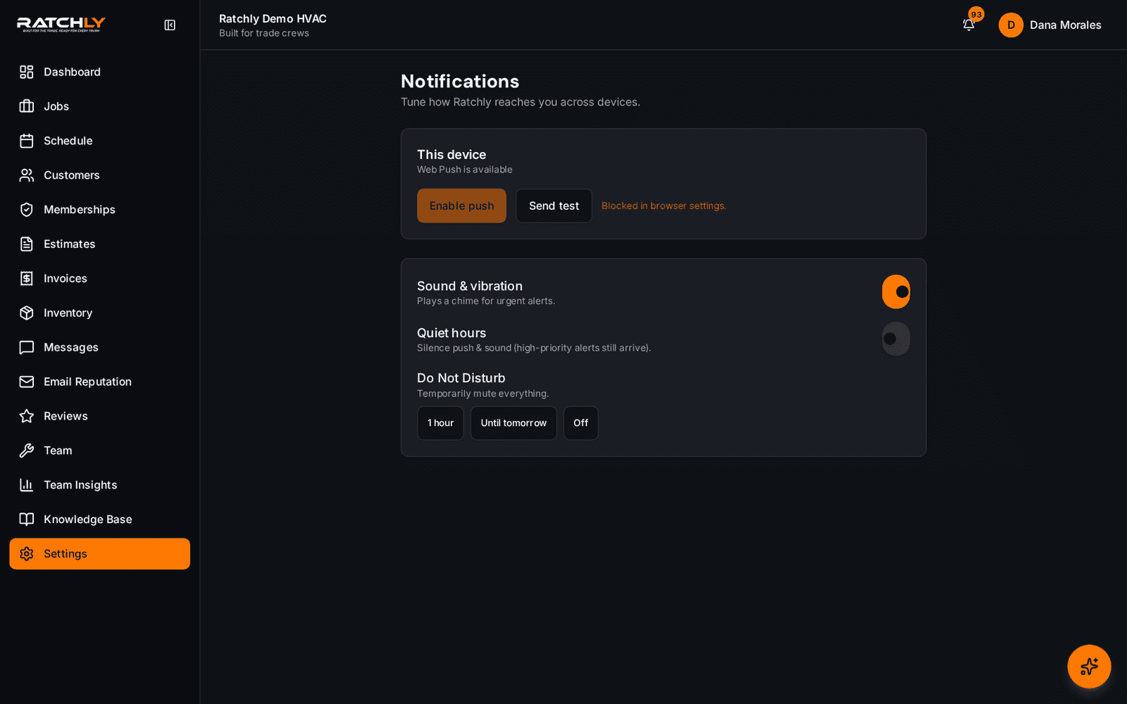 Notification settings for automated SMS